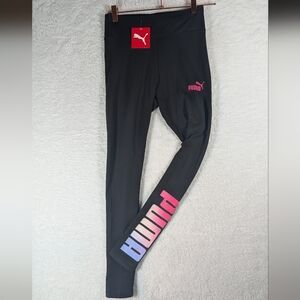 Puma Black Leggings with Colorful Logo